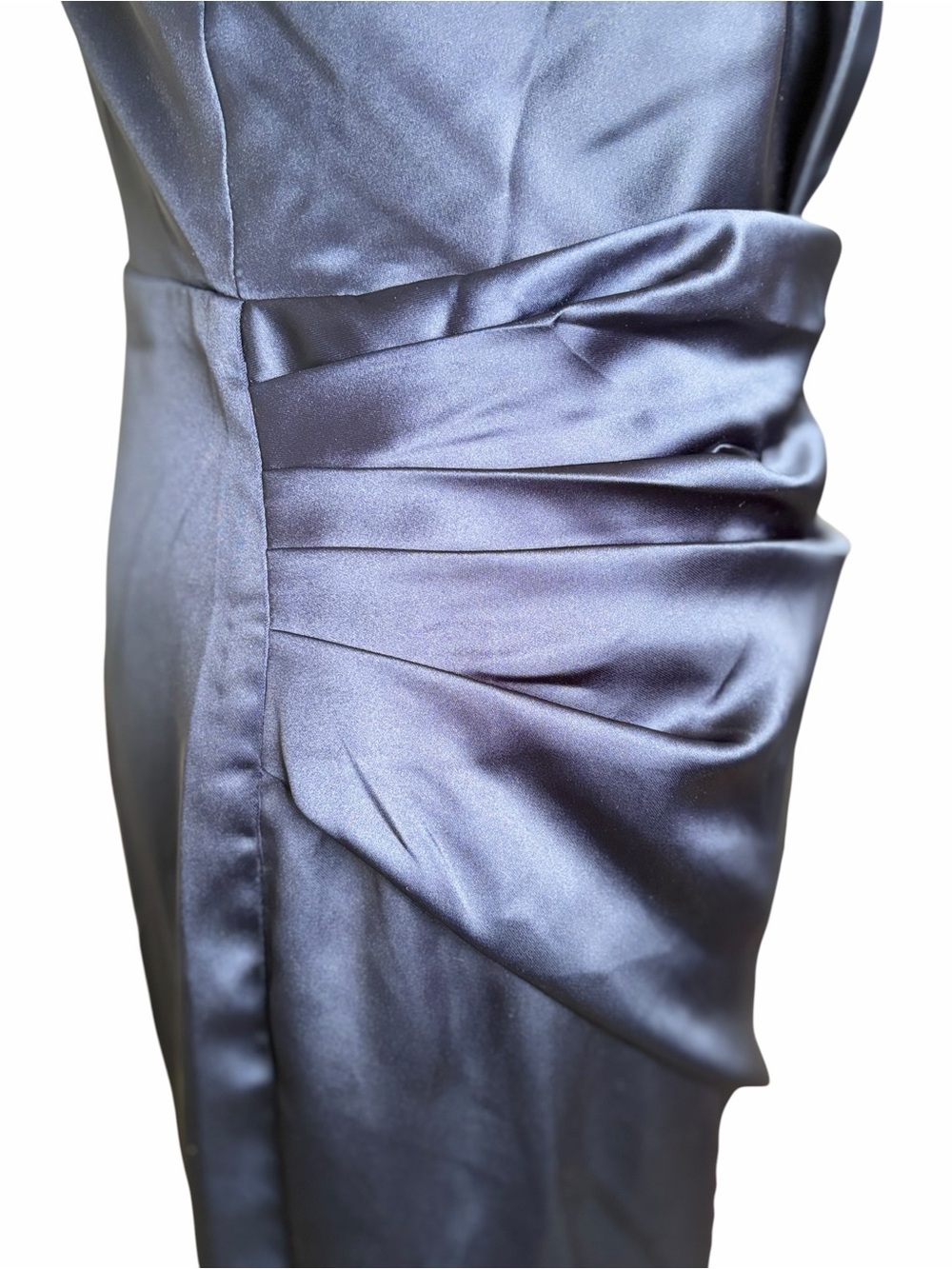 Cupshe Evonne Navy One-Shoulder Satin Sheath Dress - Picture 5 of 7